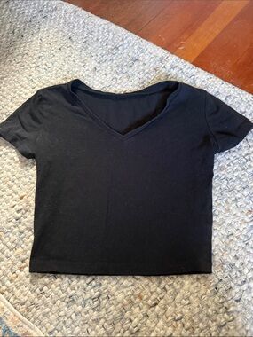 Target Black V-Neck Crop Tee